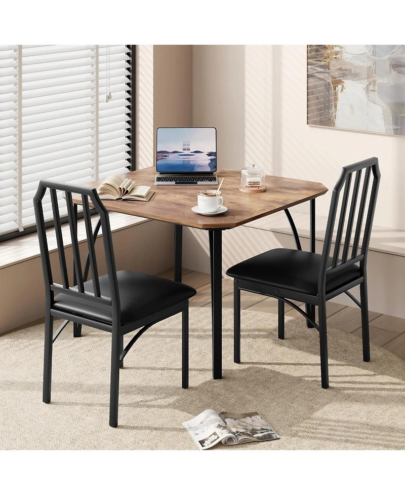 gaomon 5-Piece Dining Table Set for 4, Chamfer Design, Cushioned Chairs, Small Space Kitchen Table, Apartment Ready