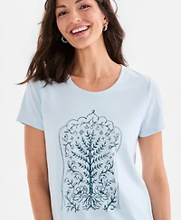 Style & Co Women's Printed Short-Sleeve Crewneck T-Shirt, Macy's Exclusive