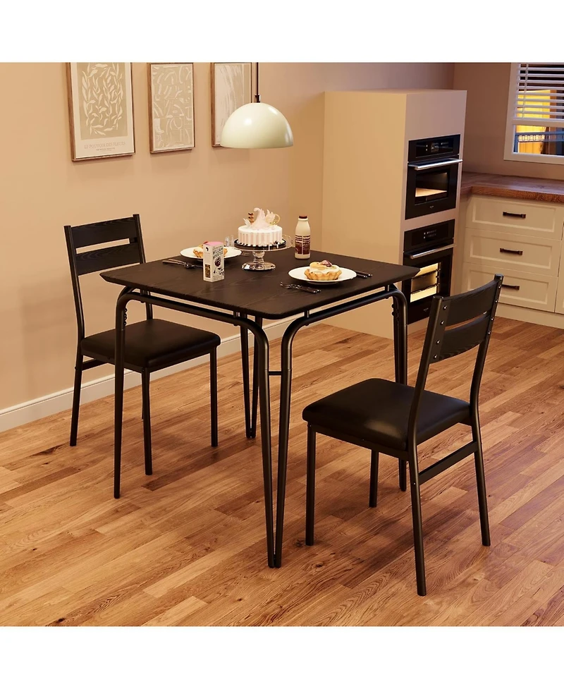 gaomon 3-Piece Dining Room Set, Table and 2 Chairs with Backrests and Padded Seats, Space Saving for Living Room
