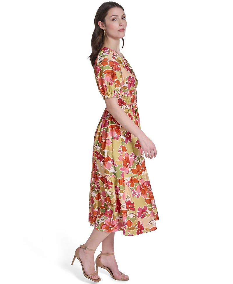 Vince Camuto Women's V-Neck Tiered Midi Dress