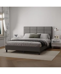 gaomon Queen Linen Upholstered Platform Bed, Adjustable Headboard, Noise-Free Mattress Foundation, Strong Slats, No Box Spring