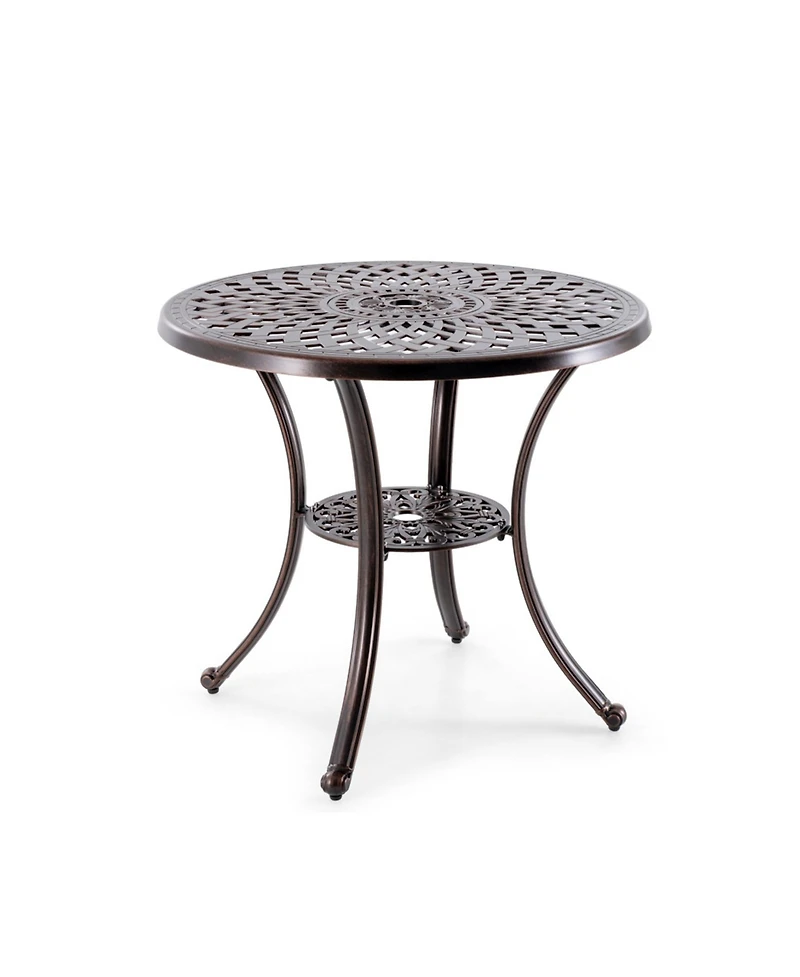 Clihome 31" Round Cast Aluminum Patio Table with 2" Umbrella Hole