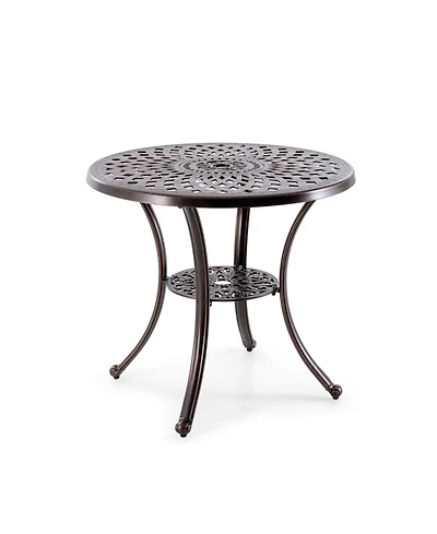 Clihome 31" Round Cast Aluminum Patio Table with 2" Umbrella Hole
