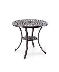 Clihome 31" Round Cast Aluminum Patio Table with 2" Umbrella Hole
