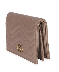 Pre-Owned Gucci Porcelain Rose Matelasse Calfskin Gg Card Case Wallet