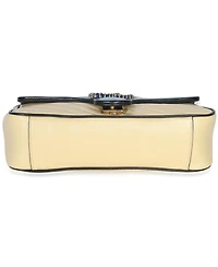 Pre-Owned Gucci Blue Yellow Calfskin Matelasse Diagonal Torchon Small Gg Marmont Bag