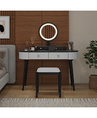 Sugift Vanity Table Set with Led Mirror and Storage Drawers