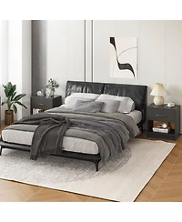 Sugift Nightstand with Drawer and Open Storage Shelf