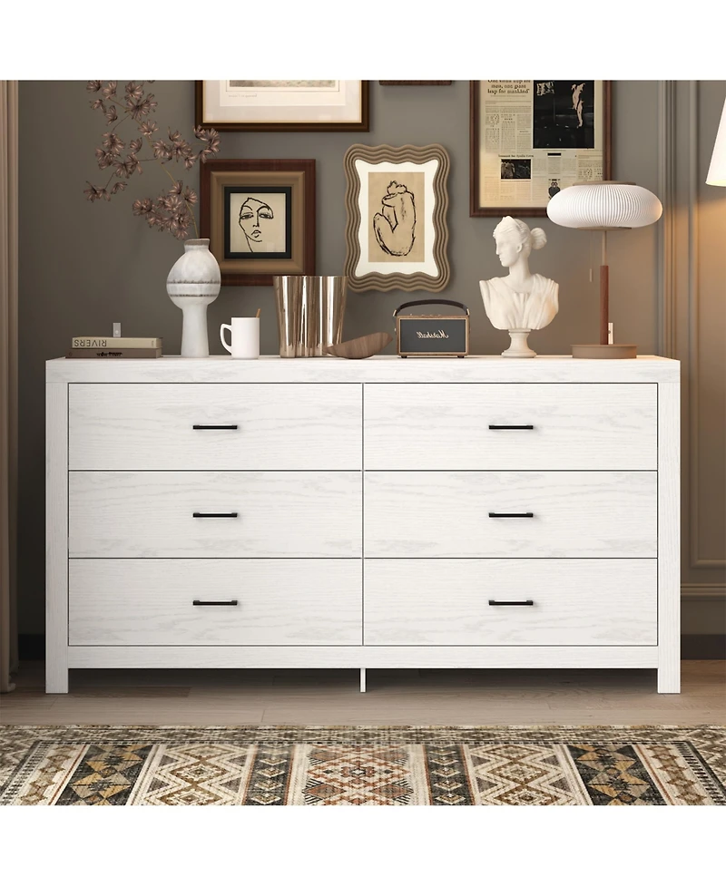 Famapy 6-Drawer Finish Dresser Chest of Drawers Cabinet