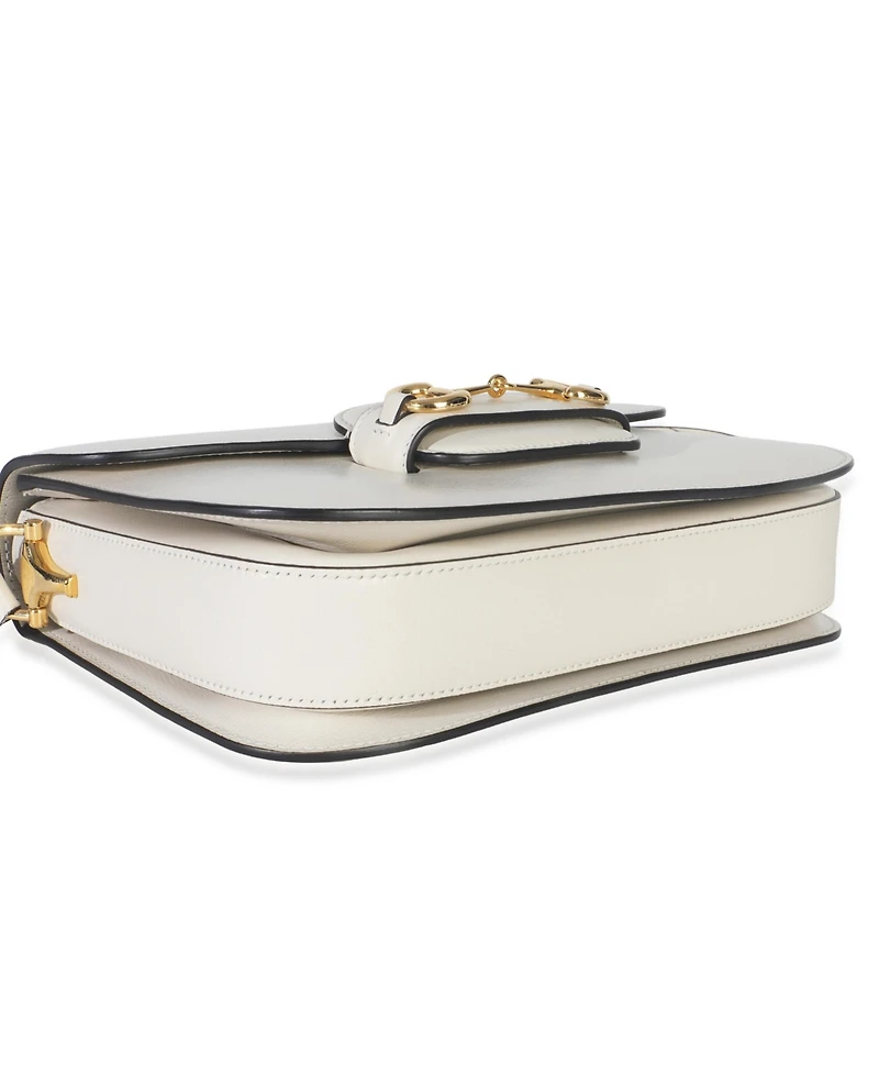Pre-Owned Gucci Mystic White Azalea Calfskin Horsebit Small 1955 Shoulder Bag