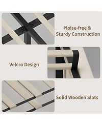 gaomon Bed Frame with Wingback Headboard, Velvet Upholstered Platform Bedframe Wood Slats, No Box Spring Needed, Easy Assembly