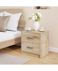 Sugift Two Drawer Nightstand Storage Table for Living Room