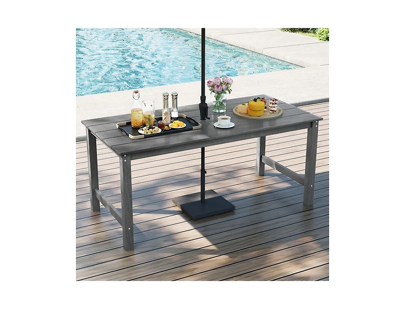 Slickblue 6 Person Patio Dining Table with Wood Look Top