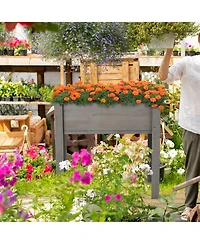 Clihome Raised Garden Bed with Legs, Elevated Wooden Planter Box for Outdoor Plants
