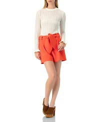 Ivonne Women's Long Sleeve See-Through Knitted Blouse