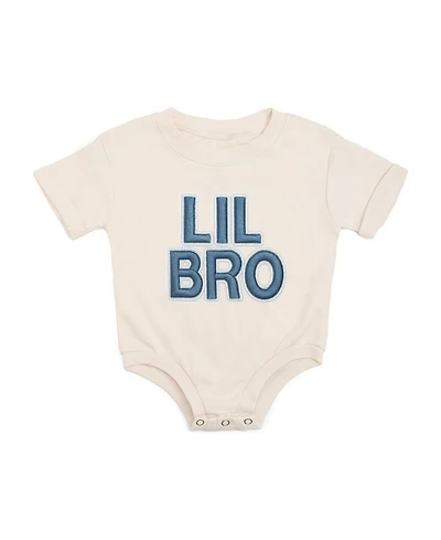 Sweet Wink Baby Boys Lil Bro Embroidered Patch Short Sleeve Romper