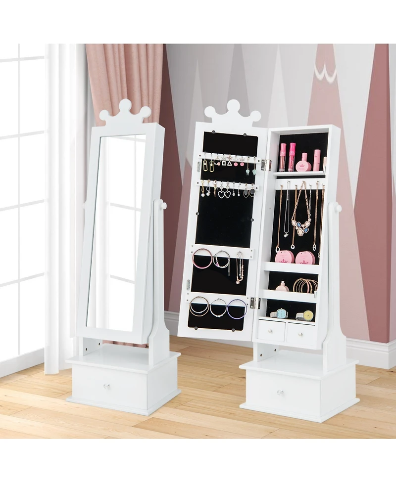 Sugift 2 in 1 Kids Play Jewelry Armoire with Full Length Mirror