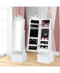 Sugift 2 in 1 Kids Play Jewelry Armoire with Full Length Mirror