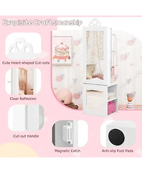 Sugift Princess Vanity Table and Stool Jewelry Armoire with Mirror