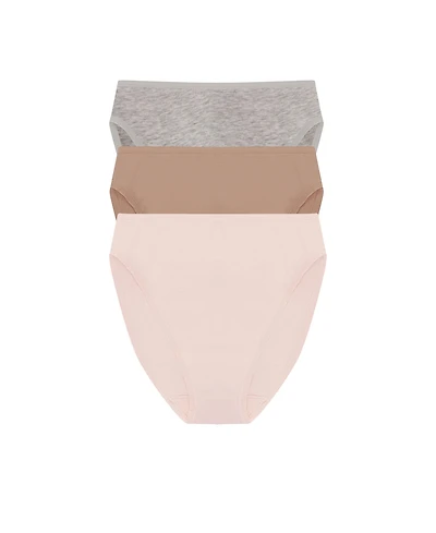 Natori Women's Bliss Bare Cotton High Cut Brief 3 Pack
