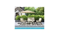 Yaheetech 4-Piece Patio Furniture Conversation Set 1 Boho Table & 1 Loveseat & 2 Conversation Chairs, Tan/Cream