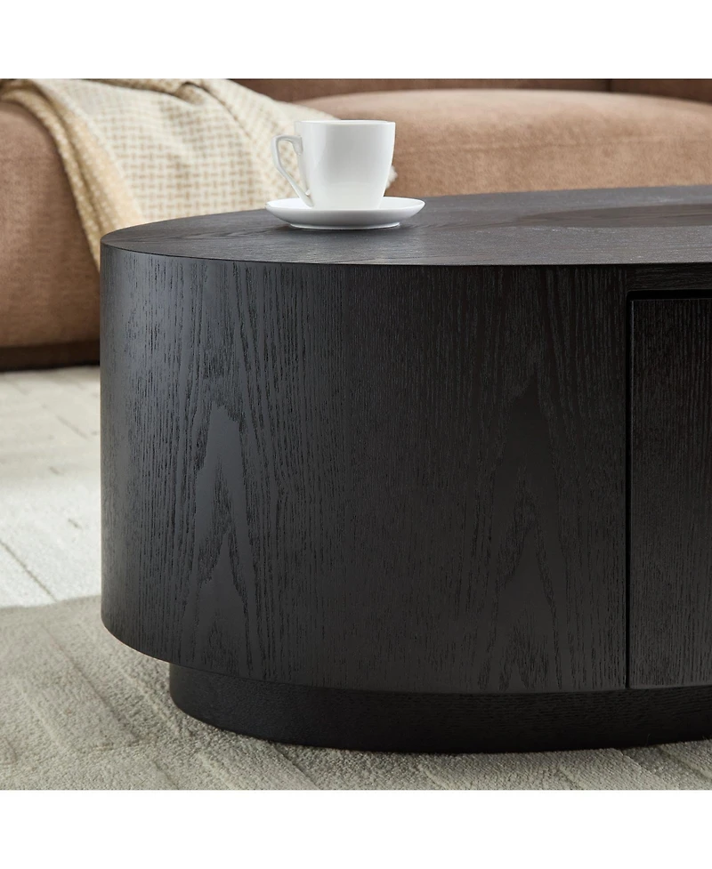 Boyel Living Modern Luxury Oval Coffee Table, Matte Mdf with Storage Drawer for Room Accent