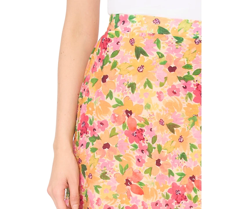 CeCe Women's Floral High-Low Midi Skirt