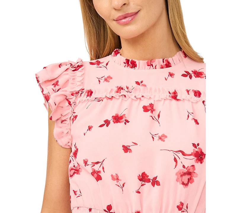 CeCe Women's Flutter-Sleeve Smocked-Waist Midi Dress