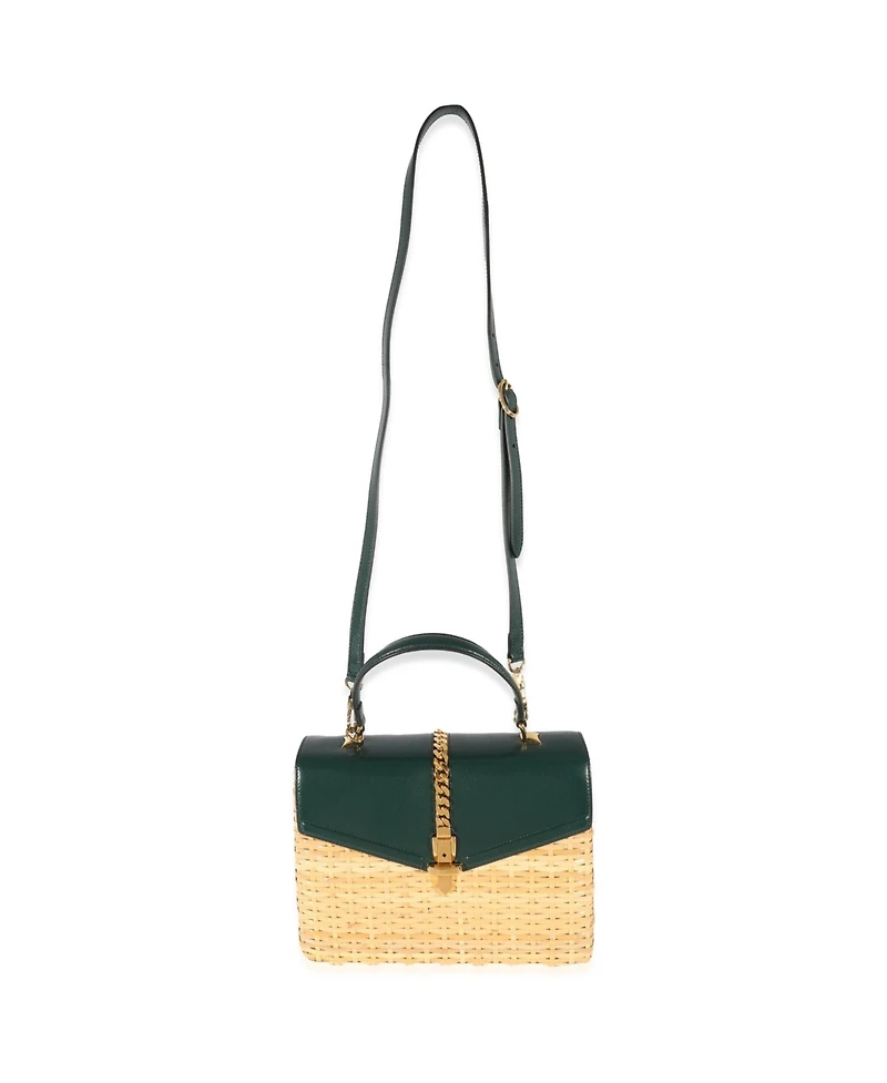 Pre-Owned Gucci Small Sylvie Wicker Top Handle Bag