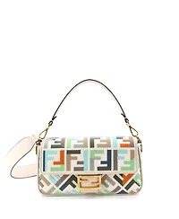 Pre-Owned Fendi Medium Baguette Nm Bag Zucca Embroidered Canvas