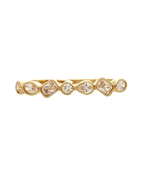 Rivka Friedman 18K Gold Plated Double Finger Cz Bezel Line Ring