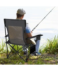 Gymax 2PCS Camping Lounge Chair w/Detachable Footrest 4-position Backrest Carrying Bag