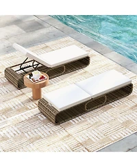 Gymax 2PCS Chaise Lounge Chair w/ Adjustable Backrest Cushion and Storage Outdoor