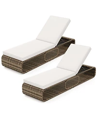 Gymax 2PCS Chaise Lounge Chair w/ Adjustable Backrest Cushion and Storage Outdoor