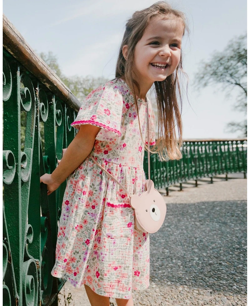 Deux par Deux Little Girls Muslin Dress Printed Flowers