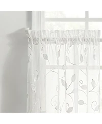 Ellis Curtain Chatham 100% Polyester Embroidered Sheer Rod Pocket Tiers 70" x 36"