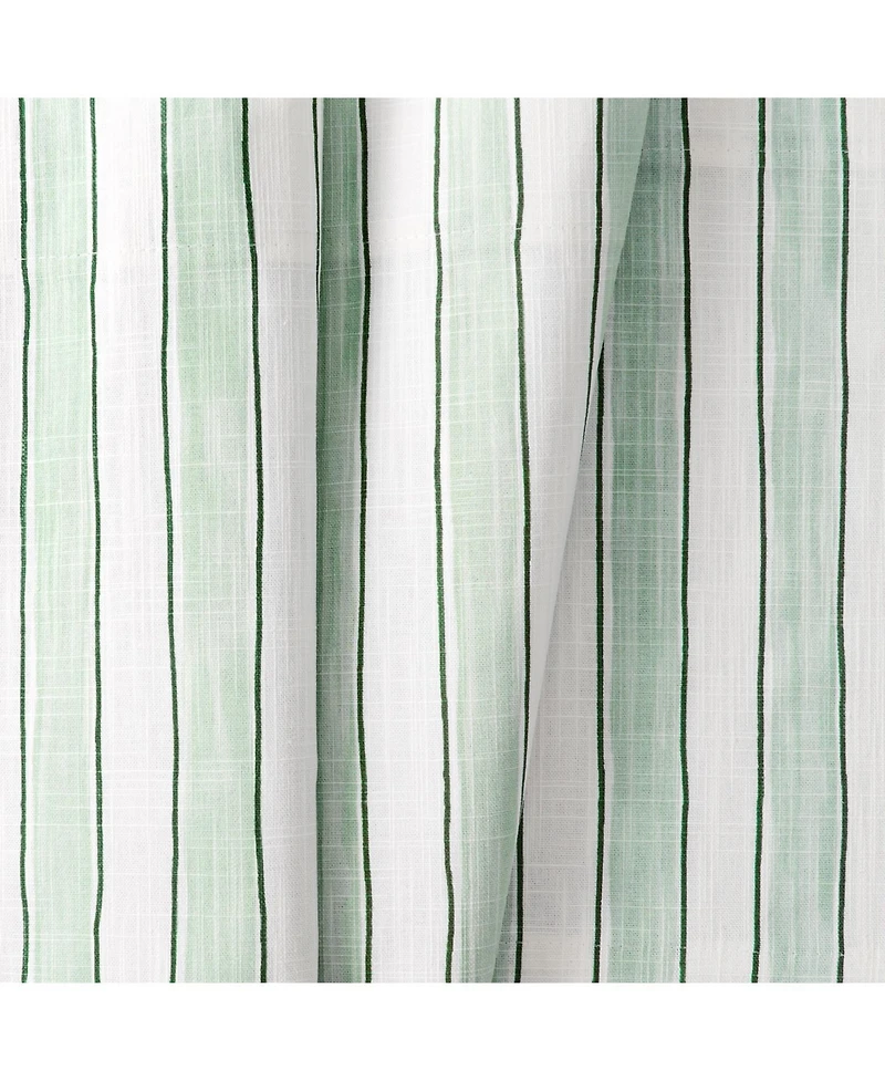 Ellis Curtain Saratoga Stripe Cotton Scallop Poly-Cotton Lined Rod Pocket Valance
