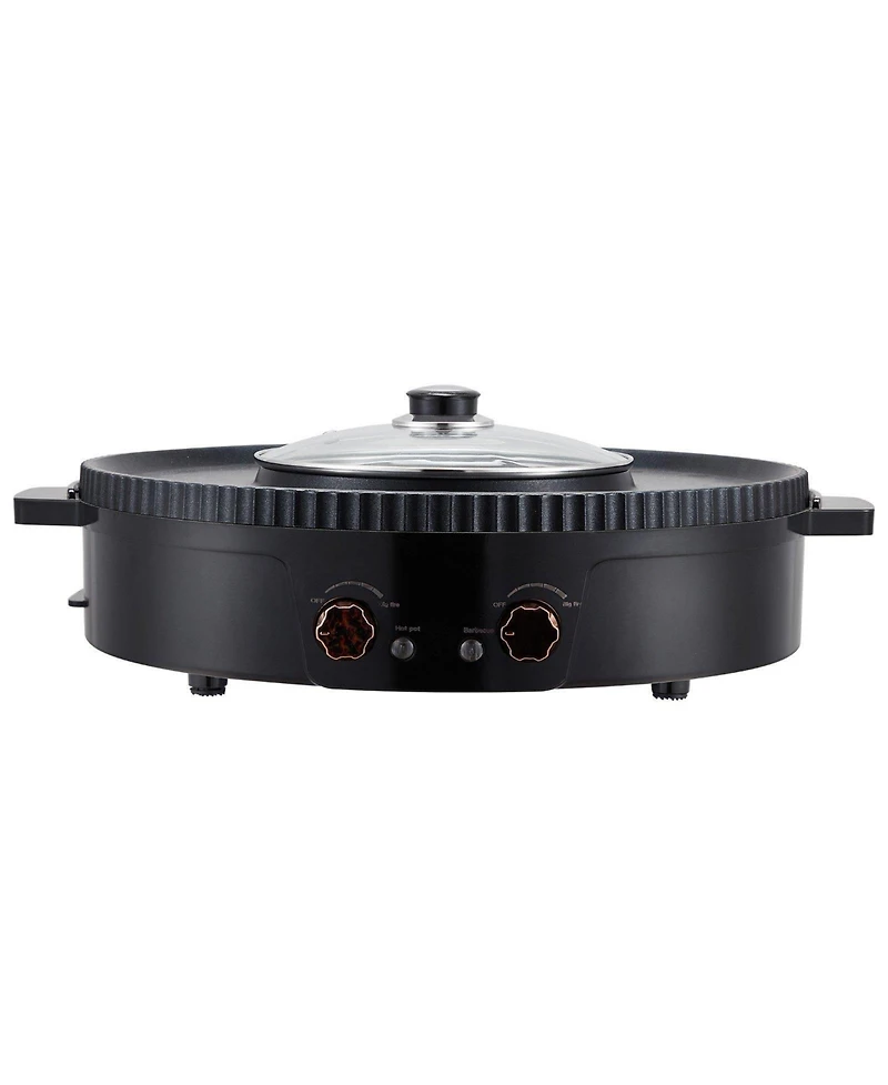 Ecooso Electric Hot Pot with Grill, Dual Temperature Control, Nonstick Pan, Serves