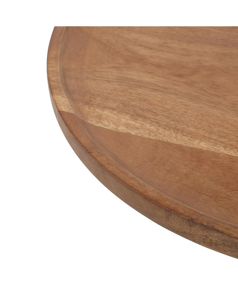 Gibson Home Gracious Dining 2-Tier Round Acacia Wood Serving Tray