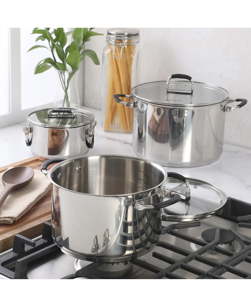 Oster Silverbolt 6 Piece Stackable Space-Saving Dutch Oven Sauce Pan Cookware Set