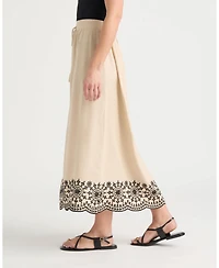 Ellen Tracy Women's Pull On Skirt with Scallop Embroidered Hem