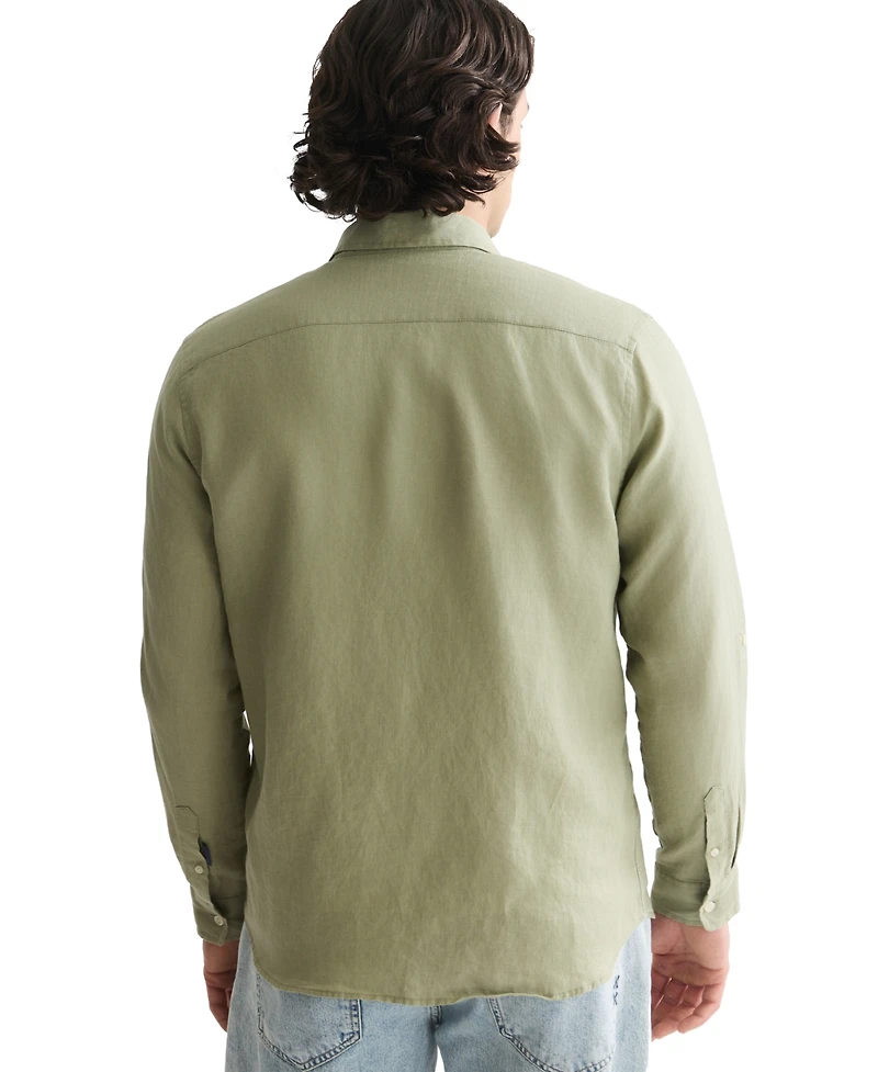 Scotch & Soda Men's Long-Sleeve Regular-Fit Linen Collared Shirt