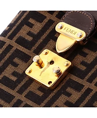 Pre-Owned Fendi Small Vintage Lock Top Handle Vanity Bag Zucca Canvas