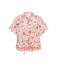 City Chic Women's Plus Postcard Soiree Print Shirt