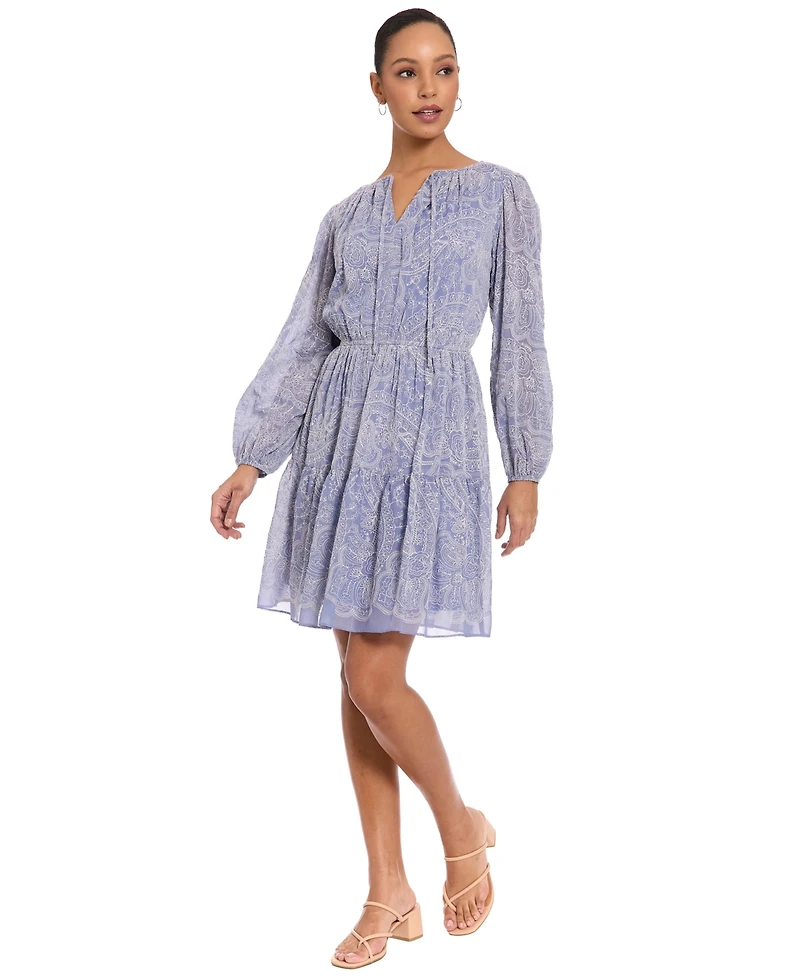 London Times Petite Elastic Waist A-Line Short Dress