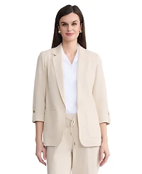 Jones New York Petite Notch Collar Open-Front Jacket
