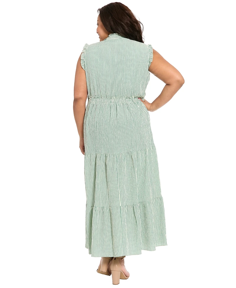 London Times Plus Sleeveless Slit Neck Maxi Dress