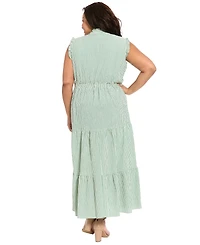 London Times Plus Sleeveless Slit Neck Maxi Dress