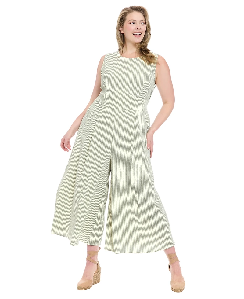 London Times Plus Sleeveless Crewneck Jumpsuit