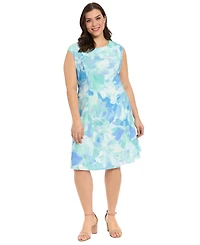 London Times Plus Sleeveless Crewneck Dress